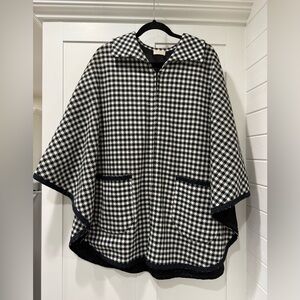Custom Made Black and White Houndstooth Poncho